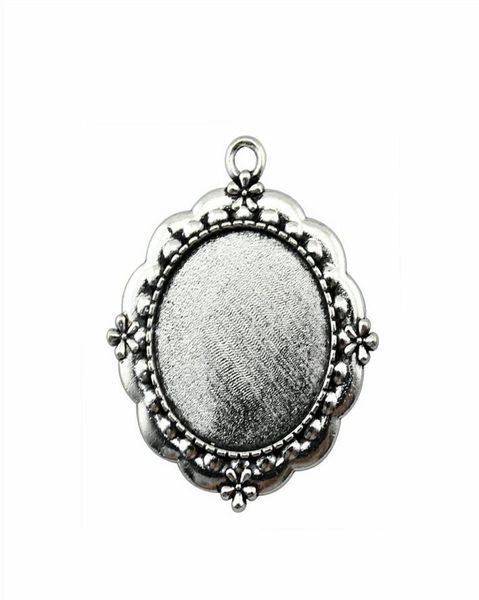 8 штук Cabochon Cameo Base Tray Bezel Blank Dewelry выводы Компоненты цветочные однобое внутреннее размер 25 мм Круглый ожерелье Pendan9137571