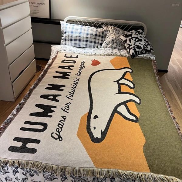 Coperte in divano fatto umano coperta spessa tappetino da campeggio all'aperto orso pattern home decorate pisolino