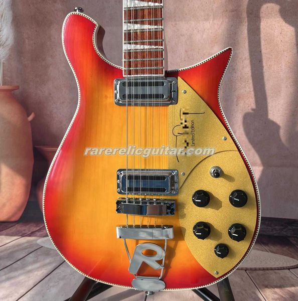 Em Stocktom Petty 660 12 Strings Cherry Sunburst Fire Glo Guitar Gold Gold Gold Gloss Varnique Red Fingerboard Triângulo Triângulo Tunhadores Vintage