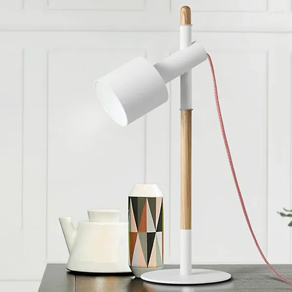 Настольные лампы Защита Лампа E27 Nordic Wood Dest Высота регулируется современный прикроватный для чтения.