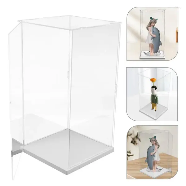 Piastre decorative scatola di visualizzazione custodia acrilica figura chiara vetrina organizzatore organizzatore cubo boxe guanto stoccaggio modello di raccolta di figurine box