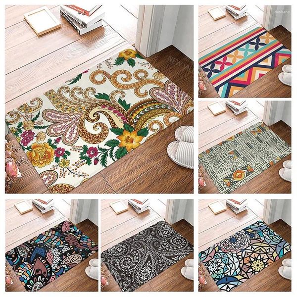 Teppiche Mandala Anti-Rutsch Bad Badezimmer Badezimmer kleiner Teppich Dusche Haus Dekor Tür Küche Schlafzimmer Eingangsraum Matten Marokko Vintage