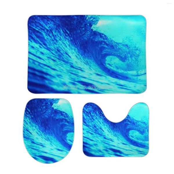 Badmatten große blaue Welle schön.Margaret River südlich von Perth.Duo-Tone-Version.3pcs Badezimmer -Set Druckkorallenmerze Non Non