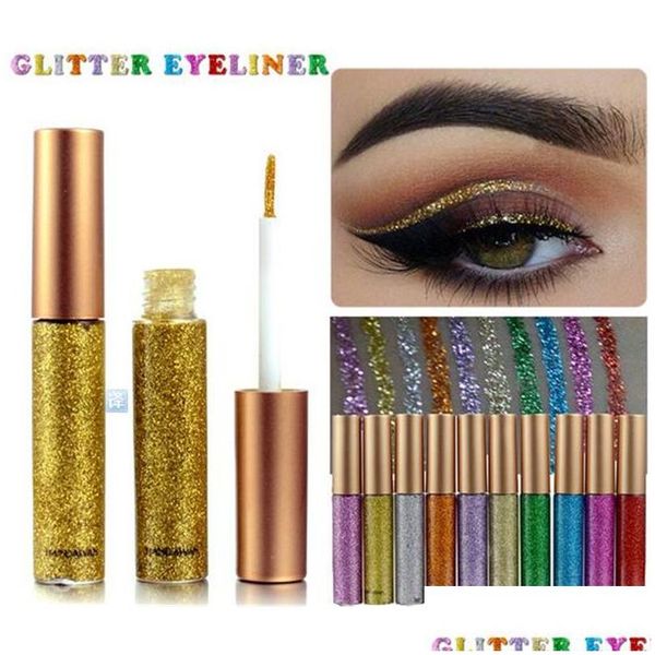 Sombra dos olhos/liner Combinação de maquiagem Glitter Eyeliner brilhante Lápis de sombra líquido de longa duração Lápis de sombra com 10 cores para Choo OTW07