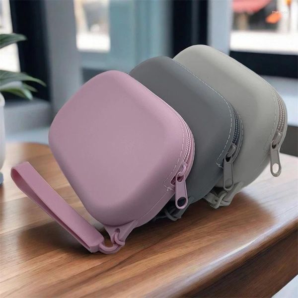 Bolsas de cosméticos 1pc oval saco de silicone bolsa de moeda de grande capacidade armazenamento multifuncional retângulo de cor sólida bolsa pequena bolsa