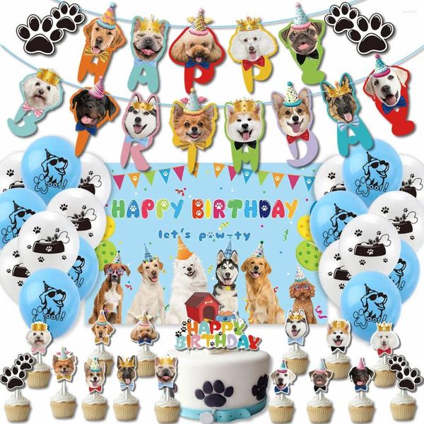 Abbigliamento per cani tema per animali domestici Kit decorazione per la festa di compleanno bandiera per torta per palloncini.