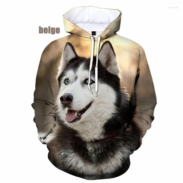 Moletom mole -mole de cães de animais de estimação engraçados molas gráficas moda fofa siberiana husky 3d impresso para homens roupas de rua casual pullovers top