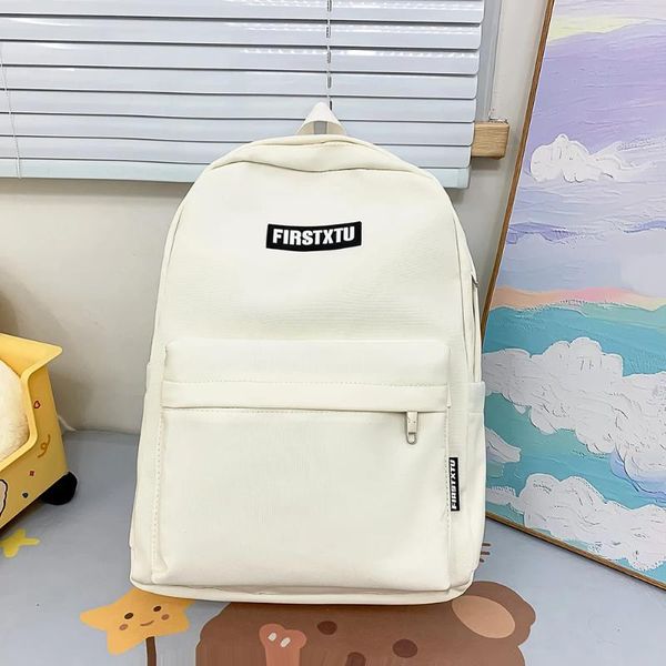 Schulbeutel Frauen Laptop -Rucksäcke große Kapazität Einfacher Teen -Mädchen Rucksack Solid Color Fashion Casual Multifunktion College Student Bag