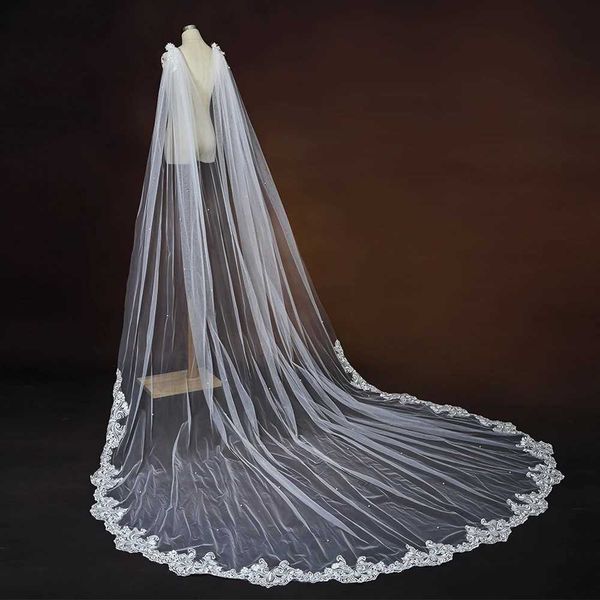 Cabelo de casamento Jóias femininas Cape véus de noiva longa Catedral estilo slingback de vestido de noiva acessórios para xale de ombro renda bolero vpg19