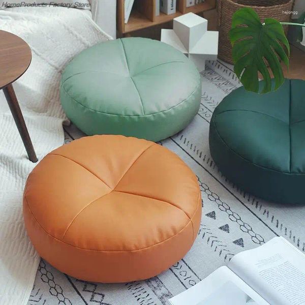 Kissen Nordische Meditation Tatami Yoga Matte gefüllt PU Lederboden Sitz Hassock verdickte Couchtisch Pouf Japanischer Stil Futon