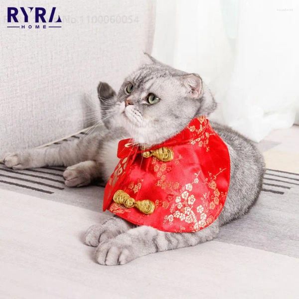 Costumi di gatto colletto versatile stile cinese in stile in richiesta adorabile busta rossa indispensabile per gli animali domestici Festival Spring Costume