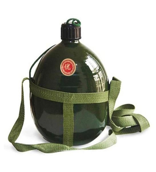 1000ml açık spor su şişesi hafif alüminyum şişe sızıntı geçirmez askeri kantin oval su ısıtıcısı döngü kapağı dar ağız6390836