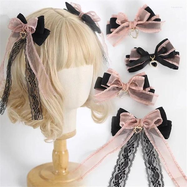 Forniture per feste gothic giapponese rosa nero mine tralla in stile copricapo coppia coppia clip clip b2399