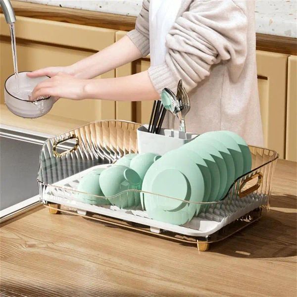 Küchenlagerständer transparent weiße Ablenkung Wasser hohl Abfluss großer Kapazität hochwertiges Material Haushaltsvorräte