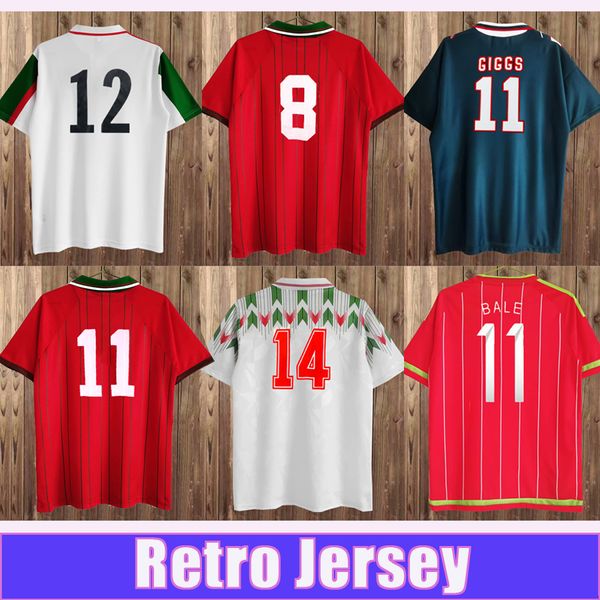 1990 1994 Wales Retro Mens Soccer Maglie Giggs Saunders Wilson Speed Home Home Red Away 3a camicia da calcio Shirt a manica corta uniforme