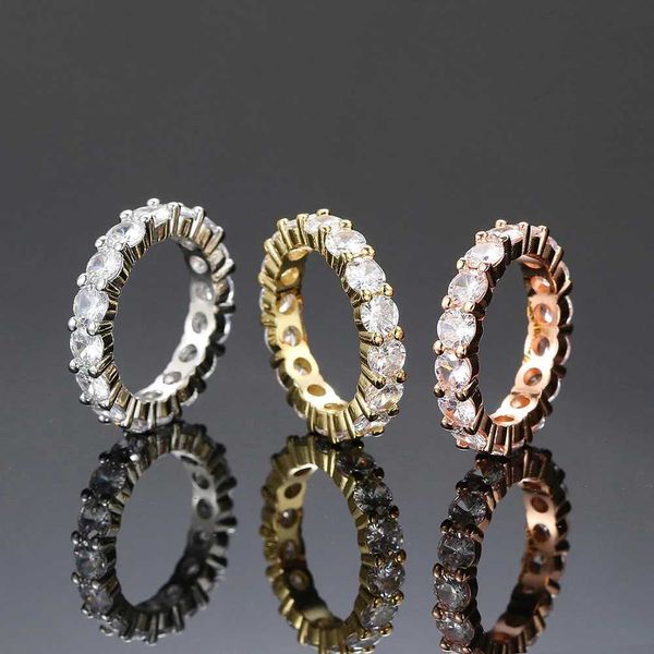 Anelli di nozze WOMENS PUNK Hip-hop AAA+Cubic Zirconia Oro Crystal Accessori ad anello cristallino hippie Gioielli all'ingrosso OHR051 Q240511