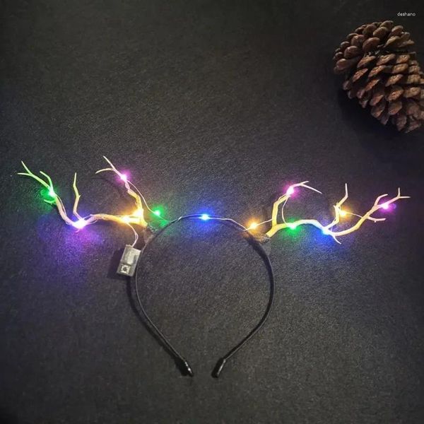 Decorazione per feste Donne Girl Girl Led Up Fairy Tale Headband Branch Tree Branch Oreri di cervo Antler Glow Christmas Navigad Year