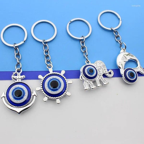 Dekorative Figuren Lucky Eye Keychain Car Keyring Blue türkisch böse Schlüsselkette für Frauen Männer Schmuck Anhänger Bag Accessoires Dekor Geschenk