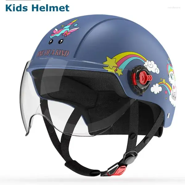 Capacetes de motocicleta Crianças Off-road Round Helmet Boys Girls Mountain Bike Motrociclo com óculos esportivos esportivos ao ar livre à prova de vento equipamento de proteção