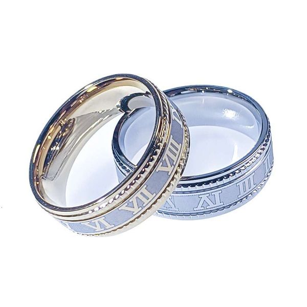 Designer -Design Edelstahl Römisch geformtes Ring Herren modische geprägte Trend Trend Titanium Stahlring Nicht verblasstes Accessoire Holiday Geschenk