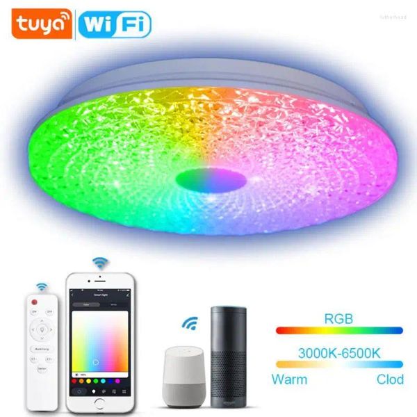 Luzes de teto tuya wifi inteligente luz rgb lâmpada ledp aplicativo de voz controle com Alexa Home for Living Room Decoration Bedroom