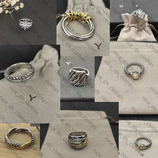 Designer -Dy -Band Tiffanyjewelry Ringe verdrehte zwei Farbkreuzperlen Ring 925 Sterling Silber Vintage Dy Jewelry Luxus Diamond 147