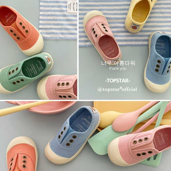 Кроссовки корейская детская детская ботинки для детской конфеты весна и осень на один фут для мальчиков для девочек ткань детского сада детская мягкая подошва Внутренняя H240513