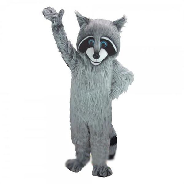 Halloween Grey Raccoon Maskottchen Kostüm Erwachsene Größe Cartoon Anime Themencharakter Carnival Unisex Kleid Weihnachten ausgefallene Performance Party Kleid