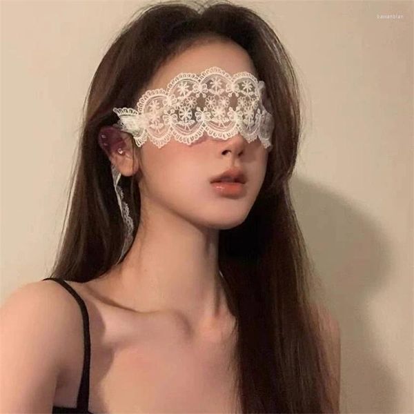 Forniture per feste 1pc Lady Sexy Lace Eye Mask Brends Biance Bianco Calco di abbigliamento esotico abbigliamento per il gioco Hollow