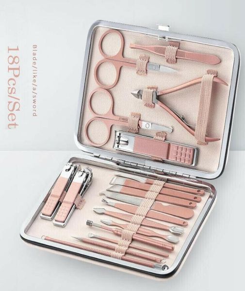 Kit per nail art 18pcs set kit di manicure in acciaio inossidabile kit pedicure toe per toelettazioni strumenti per gli uomini drop3329756