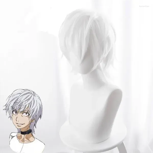 Parte do Partido Toaru Majutsu Sem índice Acelerador Cosplay Wig para Man Boys 30 cm curto reto Anime Resistente ao calor Cabelo sintético Branco