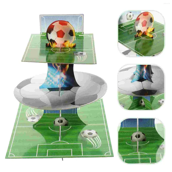 Festivo suprimentos de futebol bolo de futebol cupcake stands tabela de sobremesa Conjunto de exibição de suporte moderno rack de exibição
