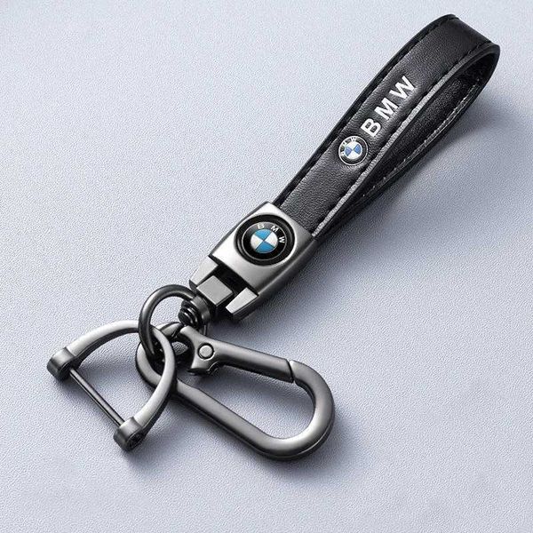 Chave do carro 1PCS Correia de chave de metal do carro Anel de chave de couro fino para BMW X1 X2 X3 X5 X4 X6 X7 G30 G20 G32 G11 G12 F40 F30 F20 F10 F34 F07 T240509