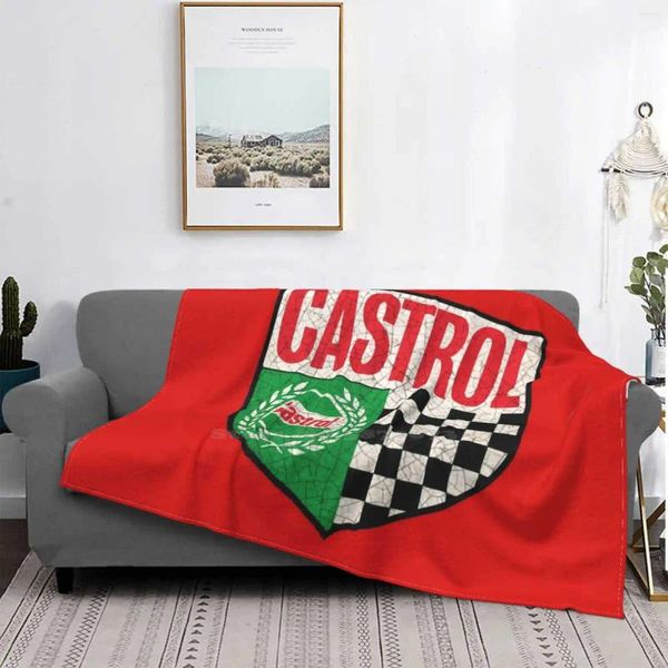 Cobertores Castrol Chegada de petróleo Moda Lazer quente Flanela cobertor Vintage Racing lubrificante Carros Detroit British