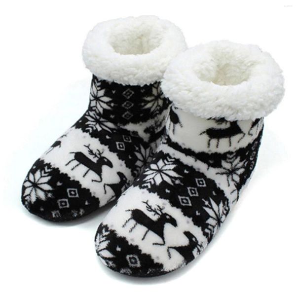 Slippers Christmas Warm Warm não deslizamento Meias vestíveis Sapatos de lajas de lã macios HSJ88