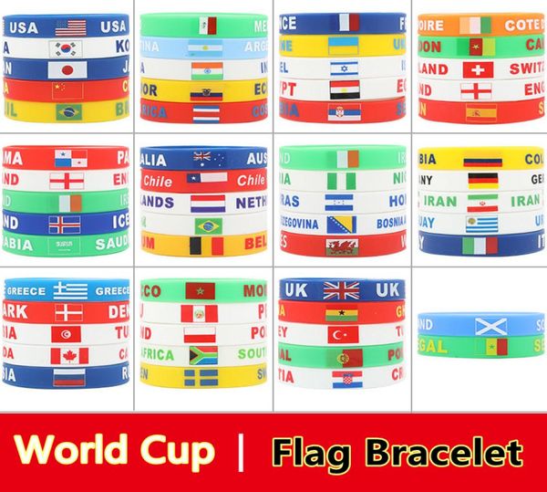 Bracelets de charme Qatar 2022 Bandeira da Copa do Mundo Silicone Bracelet Espanha EUA FR Brasil Union Jack Bracelet Football Presentes de torcida 5865137