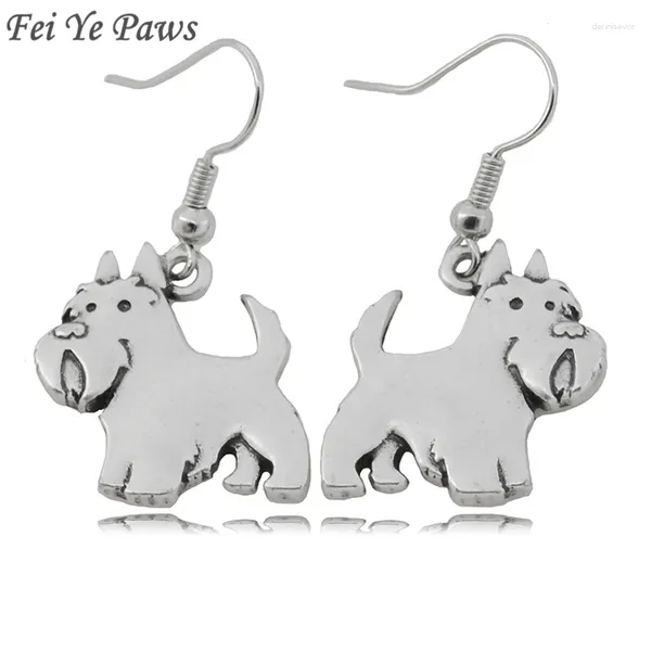 Orecchini a pennaglie Fei ye paws punk terrier scottish dog gallone drop metal animale per donne ragazze amanti per animali domestici gioielli