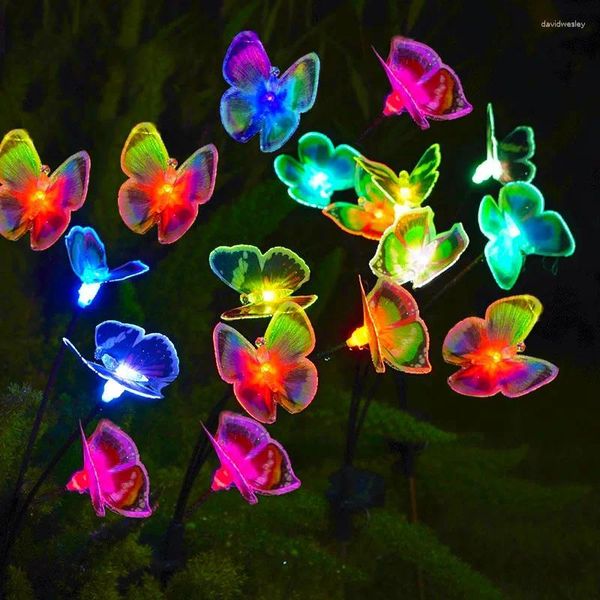 Solar Garden Lights Pack Lifelike Swaying Butterfly 7 Farbwechsel wasserdicht im Freien für Gartenweg