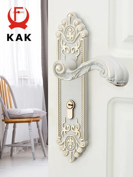 Kak European in stile europeo Gold Portini con maniglia porta porta della porta a Ivorio Blocco dell'ingresso di ingresso per la porta muta hardware per porte antifurto 240422