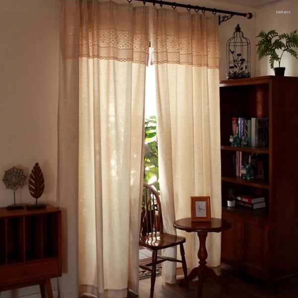 Занавес ретро -вязание крючком Valince для гостиной Американские сплошные шторы спальня Простая полуотвонковая панель