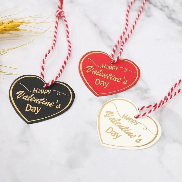 Partydekoration herzförmige Geschenk Tags Happy Valentines Days Karten weiß rote Papieretiketten DIY handgefertigte Leckereien hängen 100pcs