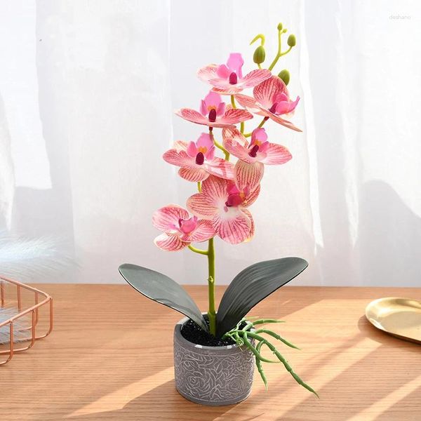 Dekorative Blumen Ein Set künstlicher Schmetterlingsorchidee 3D-Druckfilm 7-Blumen-Bonsai-Familien Wohnzimmer Dekoration