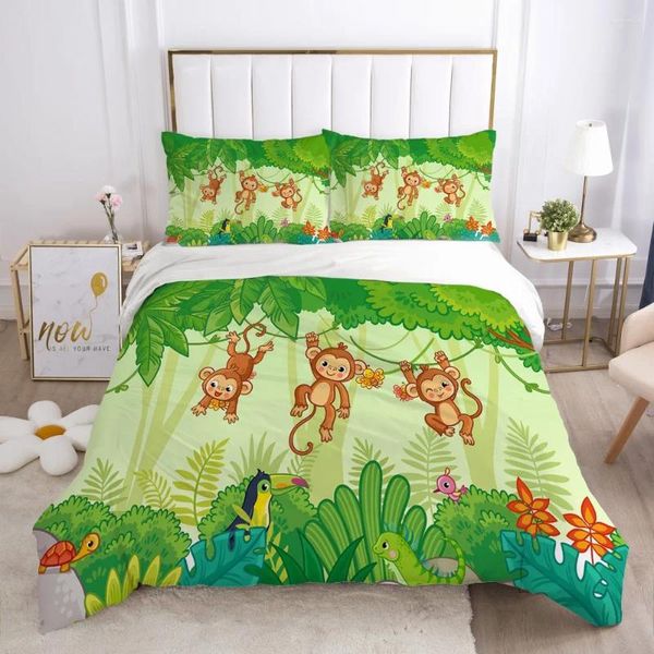 Bedding Sets Cartoon Conjunto para crianças meninos meninos filhos do berço de berço de berço travesseiro de capa de cobertor colcha solteiro macaco safado