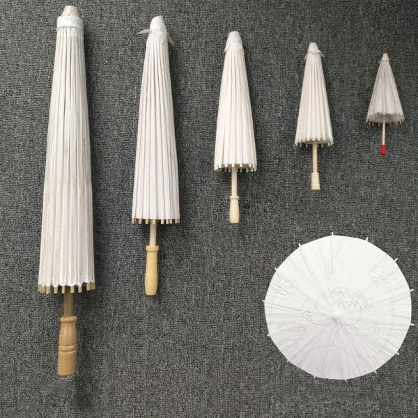 Guarda -cosol white Parasol Oriental para casamento 20 30 40 60 cm Mini guarda -chuva artesanal para artesanato FOTO DE CASAMENTO Festa de casamento LL