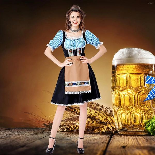 Abiti da festa blu donne sexy oktoberfest donna donna donna bavaniana cameriera tedesca che serve costume da cameriera in costume beer ragazza fantasia 2024