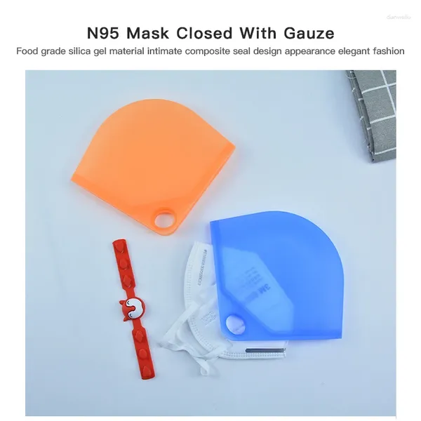 Caps de ciclismo Caixa de armazenamento portátil de máscara facial (sem máscaras) Bolsa organizadora de silicone reutilizável para bolsa TSLM1