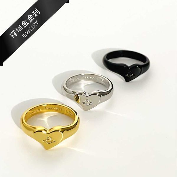 Designer Westwoods Love Ring for Women leggero a forma di cuore di lusso a forma di fascia alta e stratificata un chiodo aperto a strati