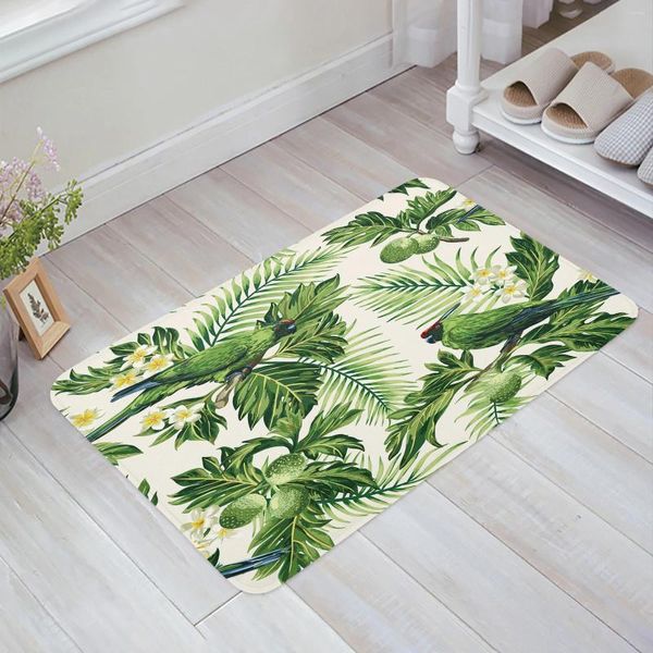 Tappeti pappagalli verdi animali tropicali pianta fiore cucina tappetino da soggiorno arredamento moquette casa corridoio ingresso poremat anti -slip tappeto