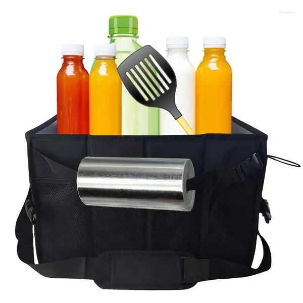 Bolsas de armazenamento Caddy utensílio Casa dobrável com bolsos de malha Organizador de acampamento BBQ Store Grill Tools Acessórios