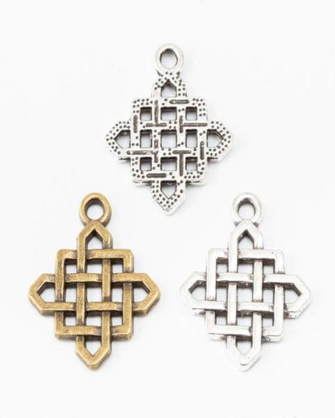 50 шт. 2521 мм серебряный цвет китайский узел узел подвеса антикварная бронзовая металлическая подвеска для браслетовой серьги ожерелье Diy Jewelry6317775
